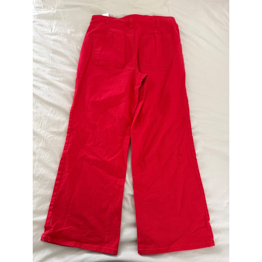Draper James 12 Red Wide Leg Jeans High Rise Statement Denim Preppy - Picture 5 of 8